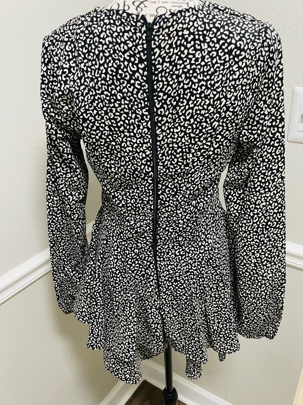 Windsor Black and White Printed Long-Sleeve Romper